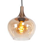 Chique 5 Lichts Glazen Eettafellamp Met Amber Glas 17