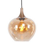 Chique 5 Lichts Glazen Eettafellamp Met Amber Glas 19