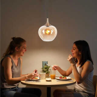 Glazen Hanglamp 1 Lichts Met Amber Glas O 24 Cm 11