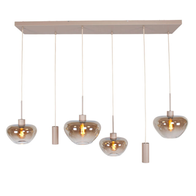 Glazen Hanglamp Genua Zand Beige Luxe 6 Lichts Voor Boven Eettafel 12