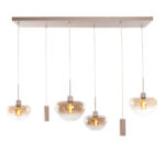 Glazen Hanglamp Genua Zand Beige Luxe 6 Lichts Voor Boven Eettafel 13