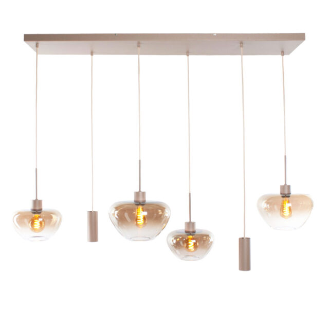 Glazen Hanglamp Genua Zand Beige Luxe 6 Lichts Voor Boven Eettafel 13