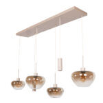 Glazen Hanglamp Genua Zand Beige Luxe 6 Lichts Voor Boven Eettafel 6