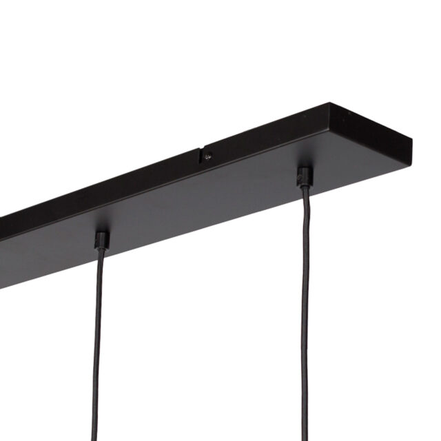 Moderne Glazen Hanglamp 5 Lichts Balk 3 Amber Glazen 2 X Gu10 4