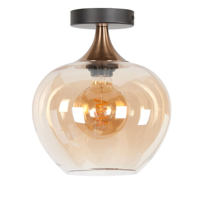 Plafondlamp Met Amber Glas O 24 Cm 6