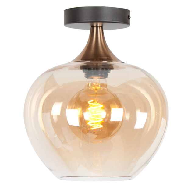 Plafondlamp Met Amber Glas O 24 Cm 7