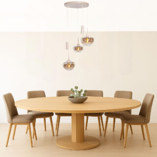 Ronde Glazen Hanglamp Genua Zand Beige Luxe 5 Lichts Voor Boven Eettafel 14