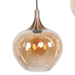 Stijlvolle 3 Lichts Hanglamp Getrapt Goud Brons Met Amber Glas 2