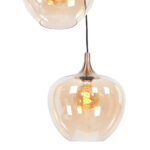 Stijlvolle 3 Lichts Hanglamp Getrapt Goud Brons Met Amber Glas 6