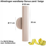 Wandlamp Genua Zand Beige 2 Lichts Cilindervormig 30 Cm Up Down Light 2