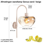 Wandlamp Genua Zand Beige Met Glas Luxe 1 Lichts Voor Aan De Wand