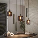 Design hanglamp Bronza 7-lichts brons | amber glas | GU10 + E27 |
