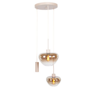 Ronde 3 Lichts Eettafellamp Genua Zand Beige 2 X E27 1 X Gu10 19