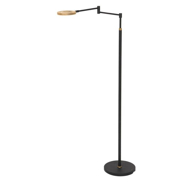 Vloerlamp Soleil Zwart Goud Draadloze Luxe Leeslamp Met Warme Uitstraling
