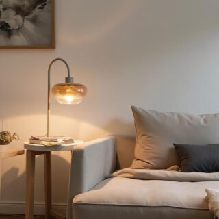 Beige Tafellamp Genua Met Glas Sfeervolle Tafellamp Voor Op Een Dressoir 2