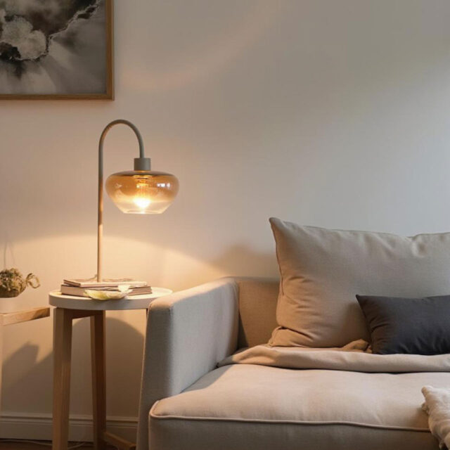 Beige Tafellamp Genua Met Glas Sfeervolle Tafellamp Voor Op Een Dressoir 2