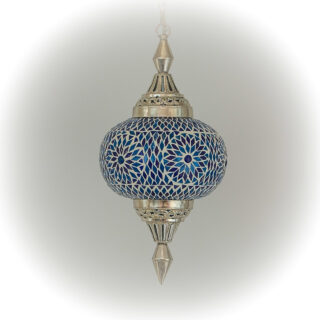 Oosterse Hanglamp Mozaiek Turkish Design Pompoen O25cm Blauw 2