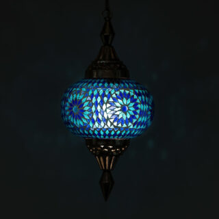 Oosterse Hanglamp Mozaiek Turkish Design Pompoen O25cm Blauw