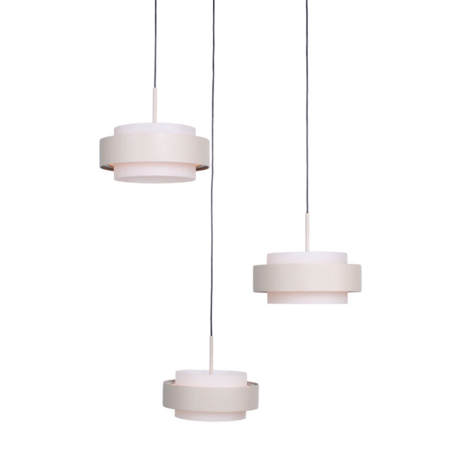 Ronde 3 Lichts Katrol Hanglamp Zand Beige Puleggia Dim To Warm 17