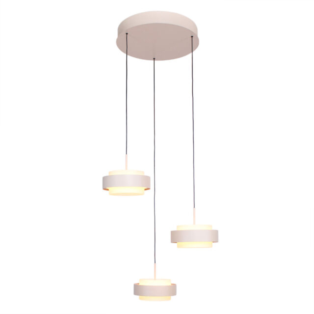 Ronde 3 Lichts Katrol Hanglamp Zand Beige Puleggia Dim To Warm 26