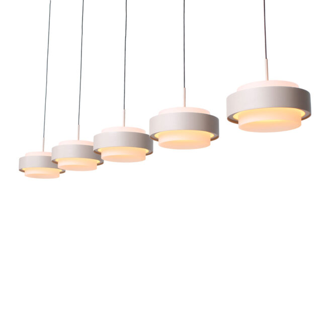 Verstelbare Zand Beige Hanglamp Puleggia 5 Lichts Dim To Warm Katrolsysteem 20