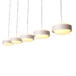 Verstelbare Zand Beige Hanglamp Puleggia 5 Lichts Dim To Warm Katrolsysteem 22
