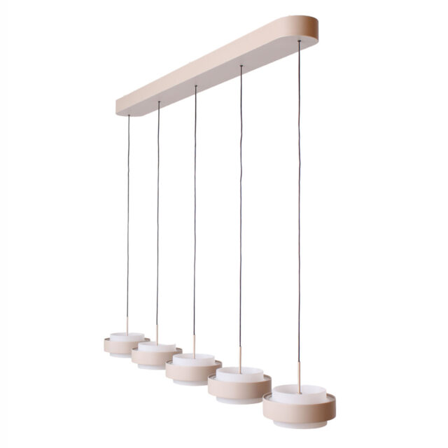 Verstelbare Zand Beige Hanglamp Puleggia 5 Lichts Dim To Warm Katrolsysteem 24