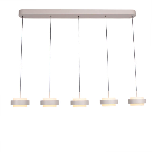 Verstelbare Zand Beige Hanglamp Puleggia 5 Lichts Dim To Warm Katrolsysteem 27