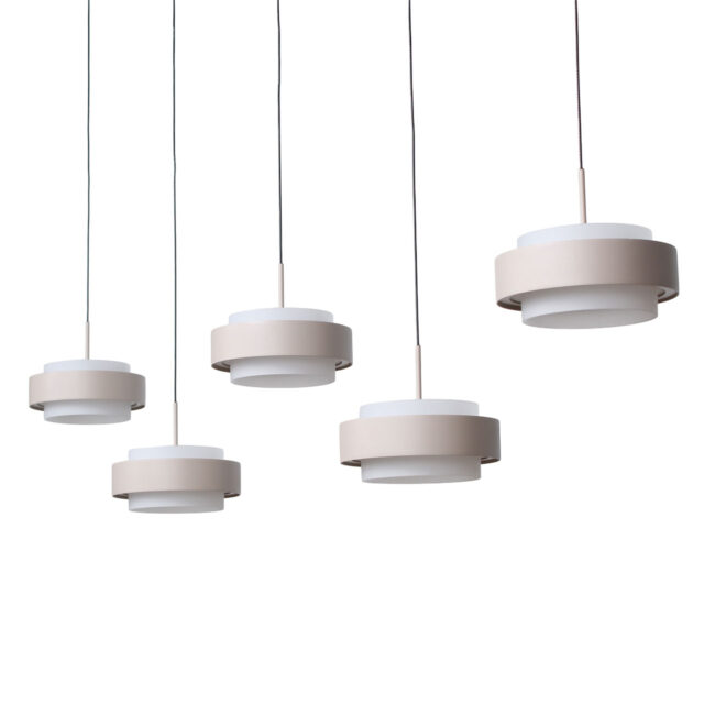 Verstelbare Zand Beige Hanglamp Puleggia 5 Lichts Dim To Warm Katrolsysteem 4