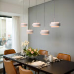 Verstelbare Zand Beige Hanglamp Puleggia 5 Lichts Dim To Warm Katrolsysteem 40