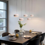 Verstelbare Zand Beige Hanglamp Puleggia 5 Lichts Dim To Warm Katrolsysteem 41