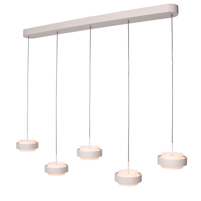Verstelbare Zand Beige Hanglamp Puleggia 5 Lichts Dim To Warm Katrolsysteem 42