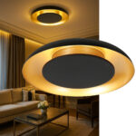 Zwarte Plafondlamp Met Gouden Binnenzijde Stijlvol Design 15