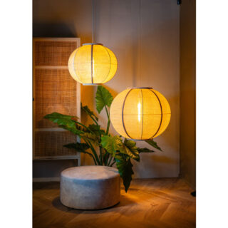 Hanglamp Fabric O 58 Cm Natuurlijke Hanglamp Met Geweven Touw En Creme Details