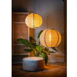 Hanglamp Fabric O 68 Cm Natuurlijke Hanglamp Met Geweven Touw En Creme Details