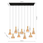 Negenlichts Hanglamp Lisa Eettafellamp Met Glas Brons Zwart 3