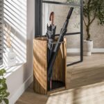 Paraplubak Wave Massief Mango Hout Zandkleur O33 Cm Hoogte 50 Cm