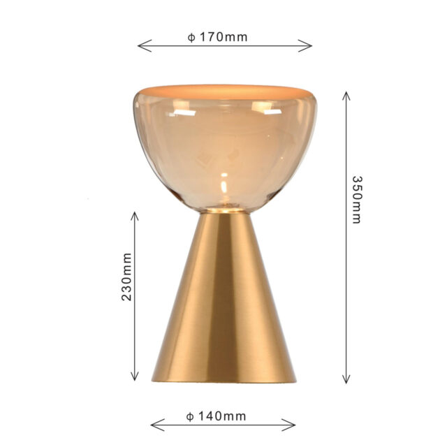 Tafellamp Lisa Amberkleurig Glas Met Bronzen Voet 4