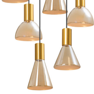 Zeslichts Hanglamp Lisa Ronde Plafondplaat Brons Zwart