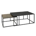 Salontafel set van 2 rechthoek iron metallic | Grijs - Afbeelding 6