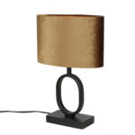 Zwarte tafellamp met kap Verona small | Coffee on gold 25 cm - Afbeelding 6