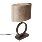 Bruine cacao kleurige tafellamp Sienna klein | Ovale velours taupe kap 25 cm