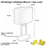 Landelijke Tafellamp Monza Zand Beige Met Ovale Kap Linnen Naturel