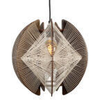 Japandi hanglamp Jessica – walnut hout & touw Ø40 cm - Afbeelding 5