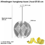 Hanglamp Jessica | Japandi stijl naturel hout | touw Ø50 cm - Afbeelding 3