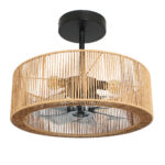 Smillum plafondventilator zwart met hennep | Ø61 cm | Verlichting + afstandsbediening - Afbeelding 4