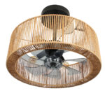 Smillum plafondventilator zwart met hennep | Ø61 cm | Verlichting + afstandsbediening - Afbeelding 8