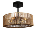 Smillum plafondventilator zwart met hennep | Ø61 cm | Verlichting + afstandsbediening