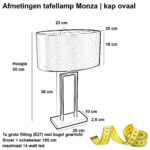 Beige tafellamp Monza | Ovale linnen kap – Zand kleur 35 cm - Afbeelding 3