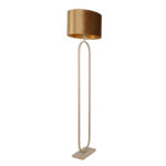 Beige vloerlamp Verona met ovale velvet kap Coffee on Gold 50 cm – 162 cm hoog
